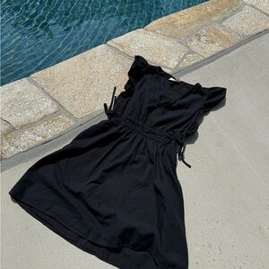 Universal Thread Black Ruffled Sleeve Sundress with Tie Waist